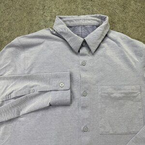 Lululemon Venture Shirt Men M Blue Button Up Knit Long Sleeve Pocket Performance
